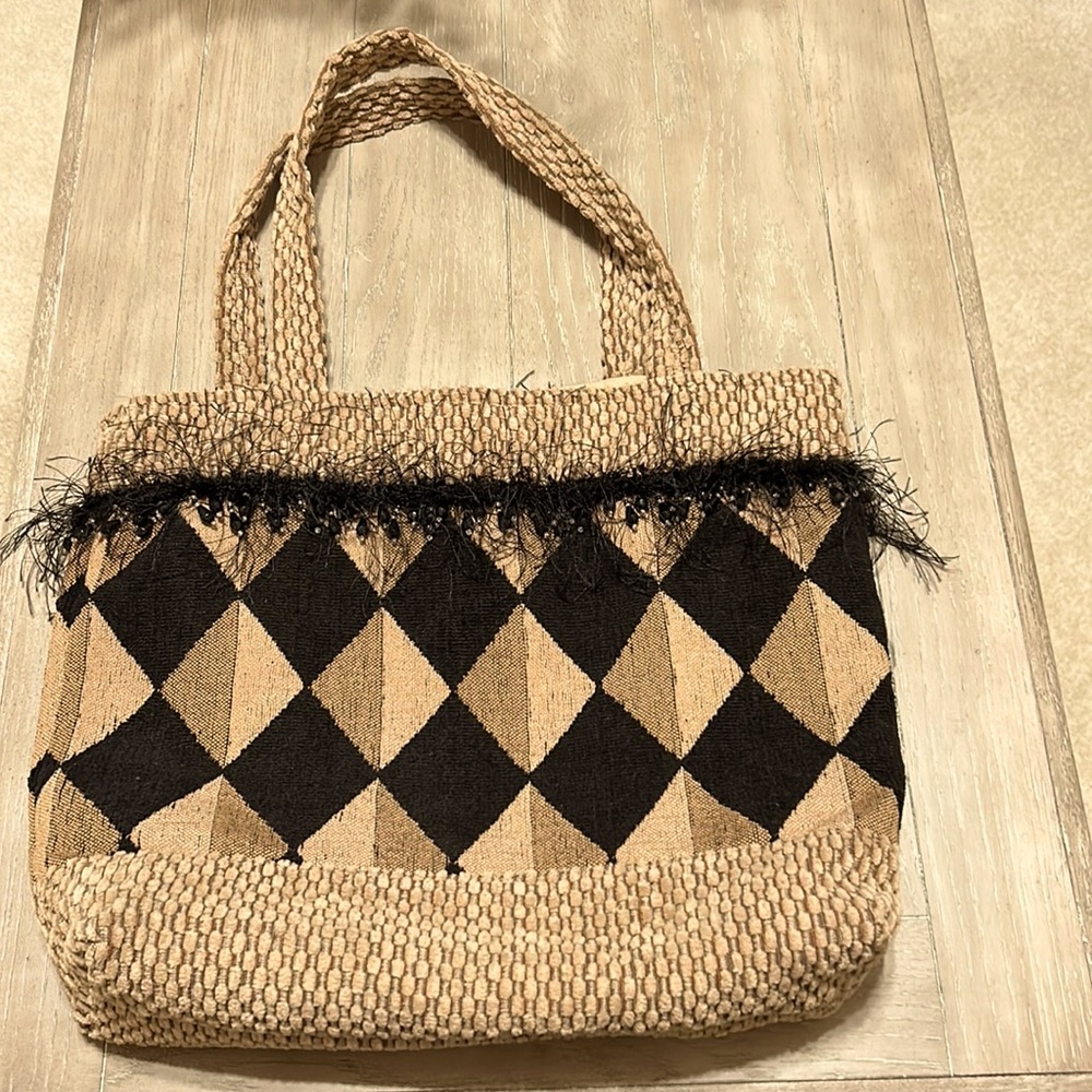 Great Condition 18x14 Purse -black beads and fringe.  Clean inside and out